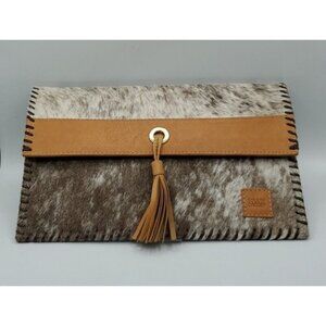 Soul Carrier Illumination Cowhide Suede Leather Clutch Purse with Tassel
